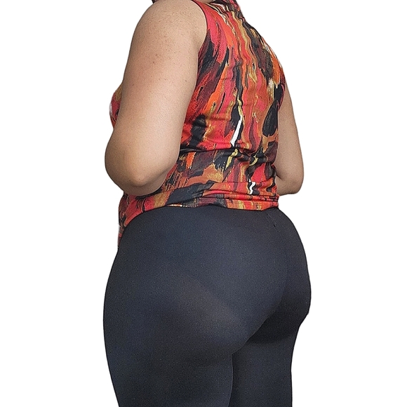 ❤️Relativity Orange Multi Color Abstract Sleeveless Blouse☆ - Picture 2 of 2